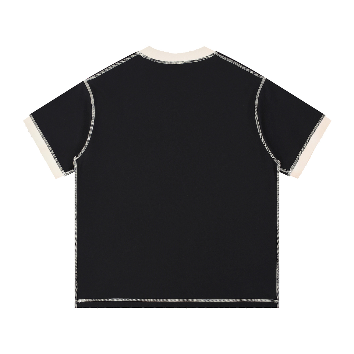 JOHN BLANC — Stitched Block Tee, black and apricot