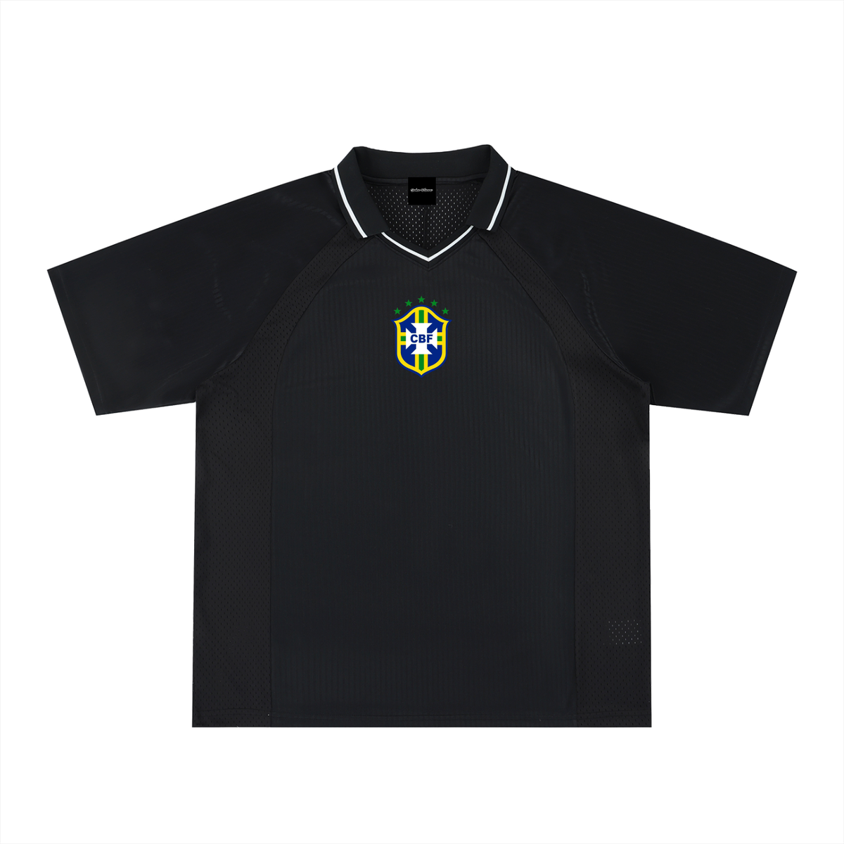 JOHN BLANC — Striped V-Neck Jersey, black